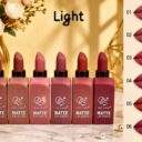 TRUE LOVER matte lipstick Light set, six nude and rose shades with lip swatches