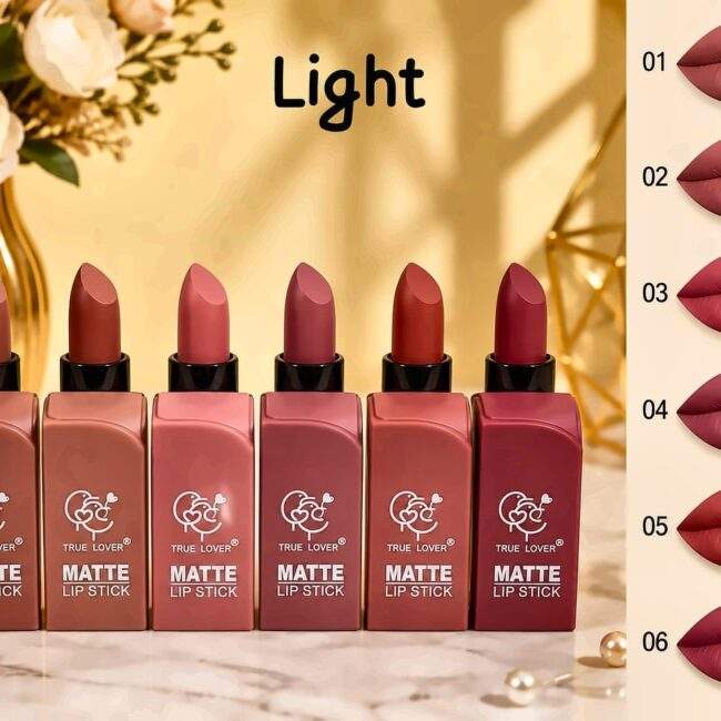TRUE LOVER Matte Lipstick — Light set of 6 TRUE LOVER matte lipstick Light set, six nude and rose shades with lip swatches